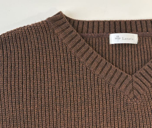 ★新色★　重ね着コーデ　片畦オーバーサイズ　ニットベスト　【ダークブラウン杢】 7枚目の画像