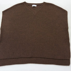 ★新色★　重ね着コーデ　片畦オーバーサイズ　ニットベスト　【ダークブラウン杢】 6枚目の画像