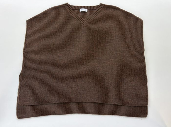 ★新色★　重ね着コーデ　片畦オーバーサイズ　ニットベスト　【ダークブラウン杢】 6枚目の画像