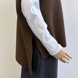 ★新色★　重ね着コーデ　片畦オーバーサイズ　ニットベスト　【ダークブラウン杢】 3枚目の画像