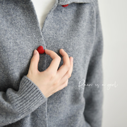 【カシミヤ♥４カラー展開】大人可愛いカーディガン│厚手│ハート型ボタン│カジュアル│通勤・通学│フェミニン│C-78 3枚目の画像