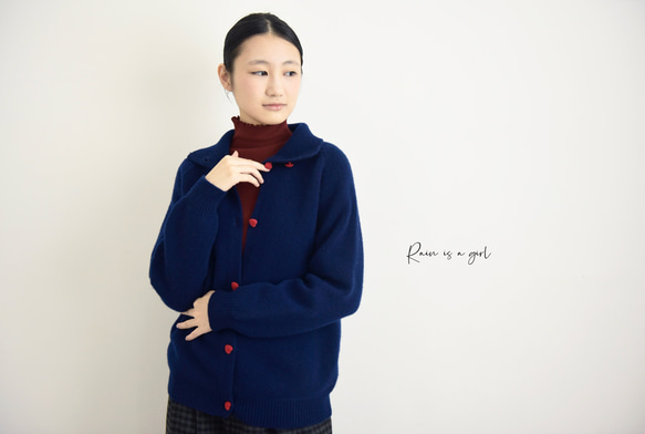 【カシミヤ♥４カラー展開】大人可愛いカーディガン│厚手│ハート型ボタン│カジュアル│通勤・通学│フェミニン│C-78 8枚目の画像