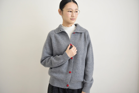 【カシミヤ♥４カラー展開】大人可愛いカーディガン│厚手│ハート型ボタン│カジュアル│通勤・通学│フェミニン│C-78 5枚目の画像