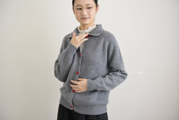 【カシミヤ♥４カラー展開】大人可愛いカーディガン│厚手│ハート型ボタン│カジュアル│通勤・通学│フェミニン│C-78 4枚目の画像