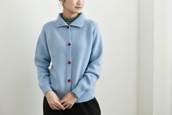 【カシミヤ♥４カラー展開】大人可愛いカーディガン│厚手│ハート型ボタン│カジュアル│通勤・通学│フェミニン│C-78 15枚目の画像