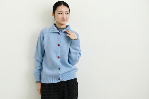 【カシミヤ♥４カラー展開】大人可愛いカーディガン│厚手│ハート型ボタン│カジュアル│通勤・通学│フェミニン│C-78 7枚目の画像