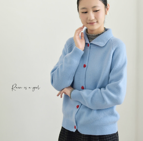 【カシミヤ♥４カラー展開】大人可愛いカーディガン│厚手│ハート型ボタン│カジュアル│通勤・通学│フェミニン│C-78 6枚目の画像