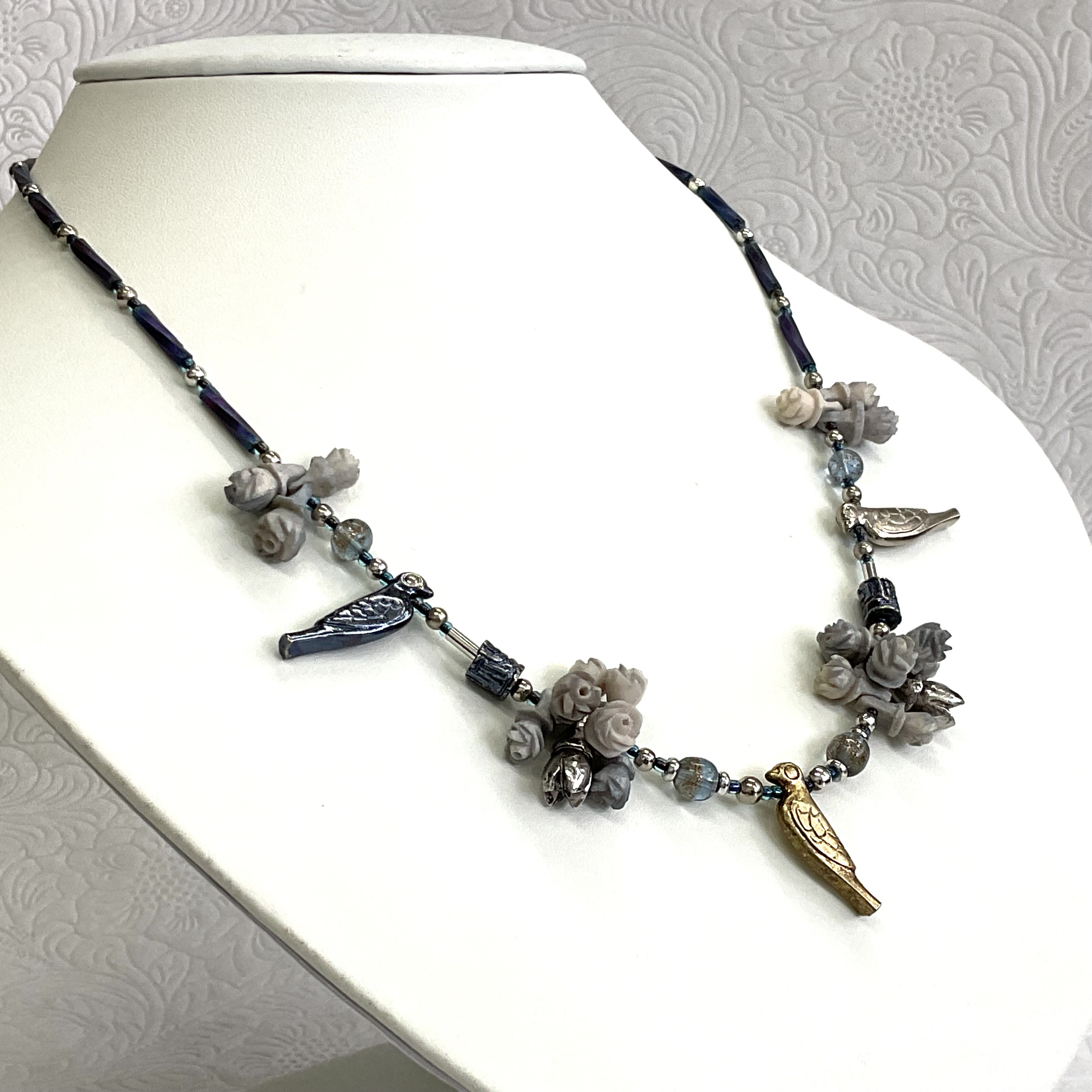 「小鳥の戯れ･ﾊﾟｰﾄ2」No.FA-N5 ﾌﾞﾙｰ系･ﾒﾀﾘｯｸ