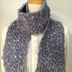 再販＊ふんわり＆ネップラメのマフラー　引き揃えの手編み　#4 2枚目の画像