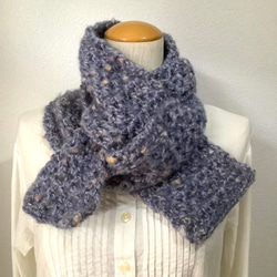 再販＊ふんわり＆ネップラメのマフラー　引き揃えの手編み　#4 3枚目の画像