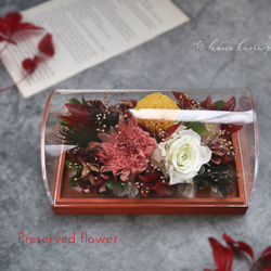 プリザーブドフラワー 薔薇の木箱アレンジ 30cm ❁ お正月 クリスマス