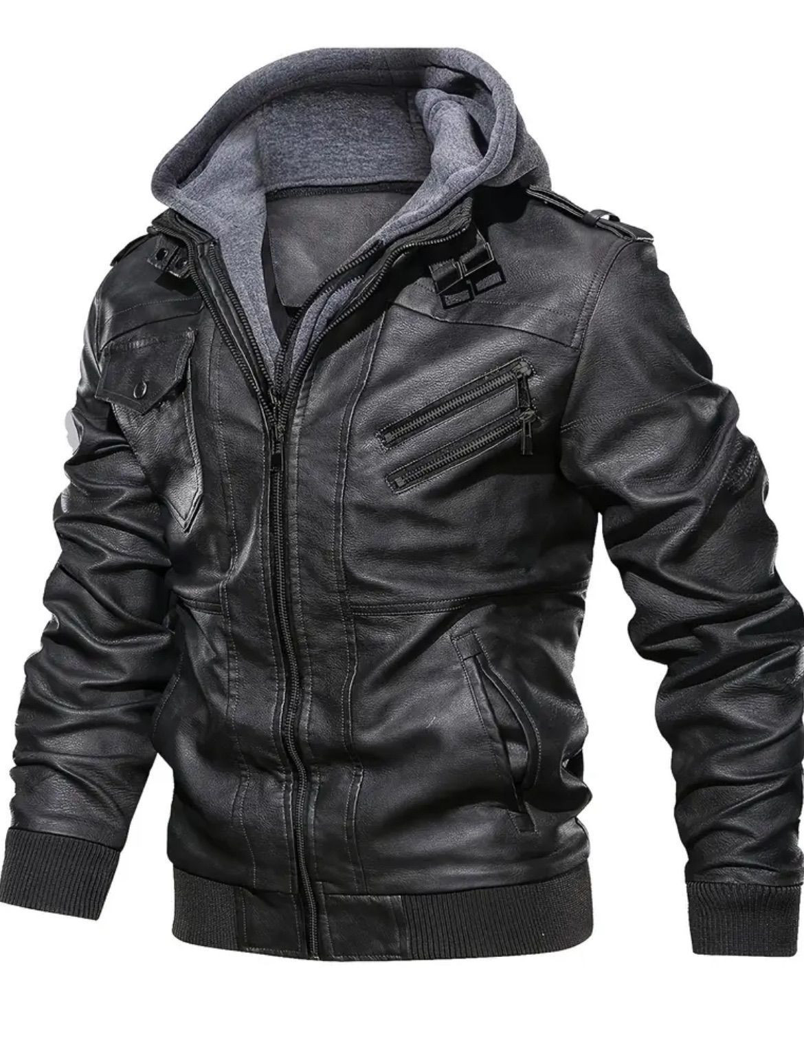 ライダースジャケット レザージャケット レザー メンズ ジャケット 革ジャン レザージャンバー フード付き バイク