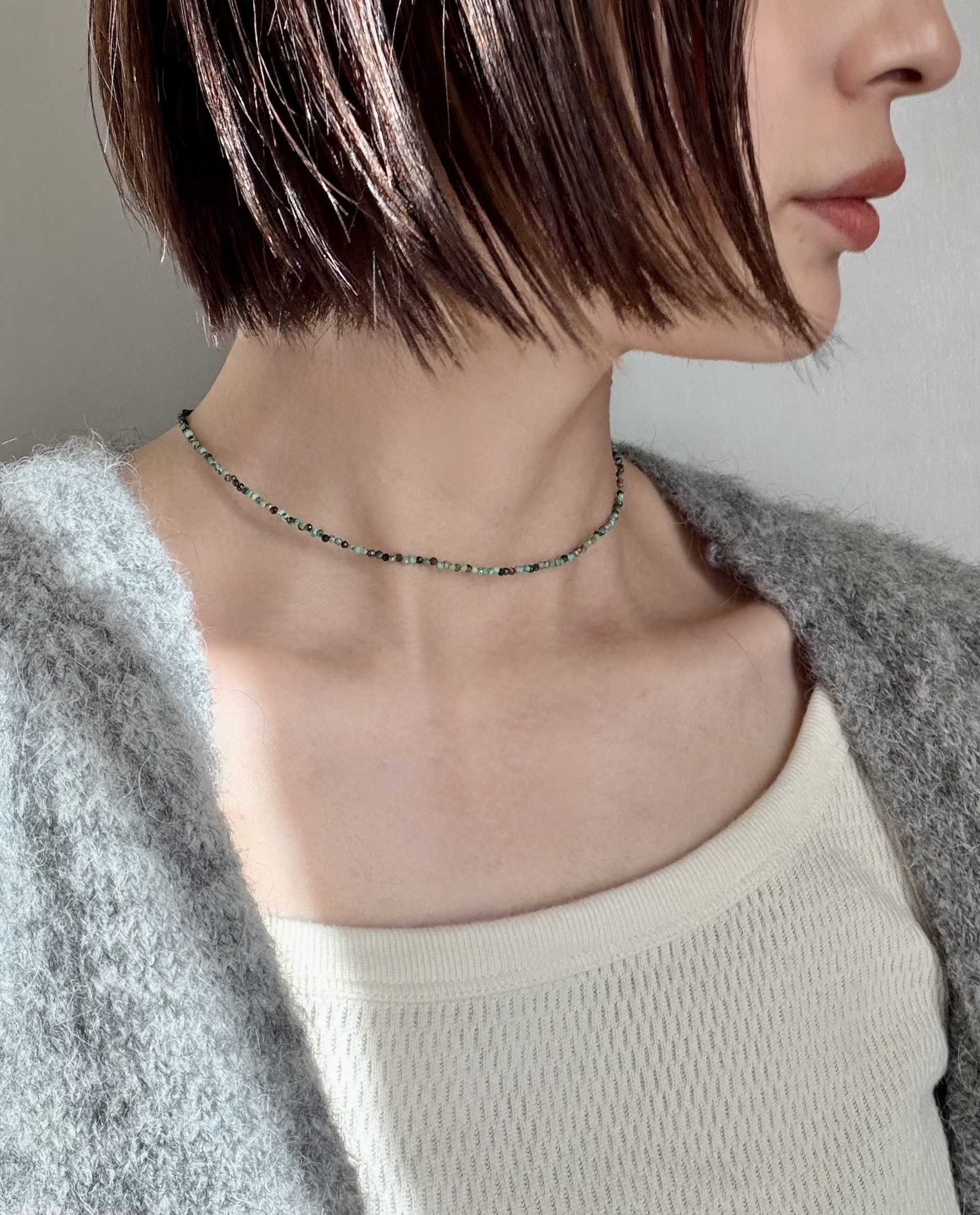 silver925　アフリカンターコイズ マンテルネックレス