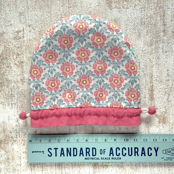 【S】内袋が２部屋に分かれていて便利♪『LIBERTY＆ハーフリネンの巾着袋』ロイヤルローズ（ピンク） 3枚目の画像