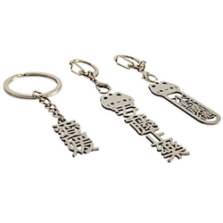 愛媛 切り文字ネームタグ 漢字形状透かし彫り銀色ステンレス製キーホルダー 丸環式・縦型シンプル・外枠無・ゴシック体 セミ 7枚目の画像