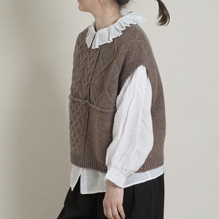 アラン柄のパッチワークベスト（25s−170）