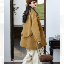 ストライプ柄 リネン混のロングコート/羽織り 裏地付き ポケット付き