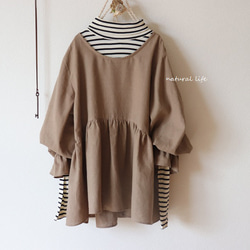 ハーフリネンのキャンディースリーブtops（モカベージュ） 8枚目の画像