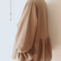 ハーフリネンのキャンディースリーブtops（モカベージュ） 12枚目の画像
