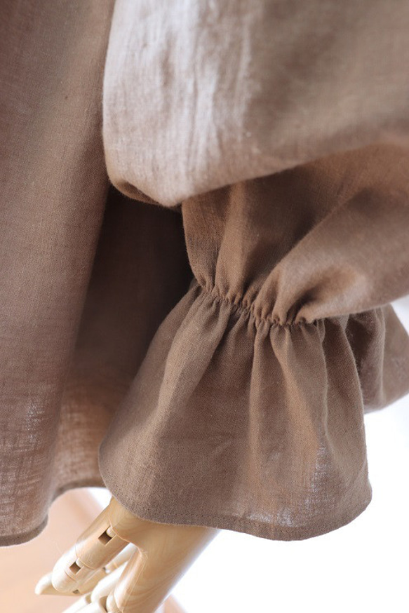 ハーフリネンのキャンディースリーブtops（モカベージュ） 14枚目の画像