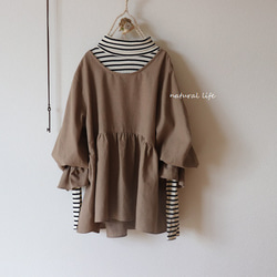 ハーフリネンのキャンディースリーブtops（モカベージュ） 10枚目の画像