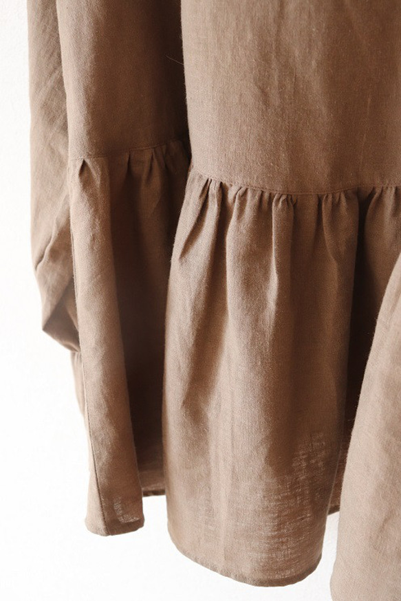 ハーフリネンのキャンディースリーブtops（モカベージュ） 5枚目の画像