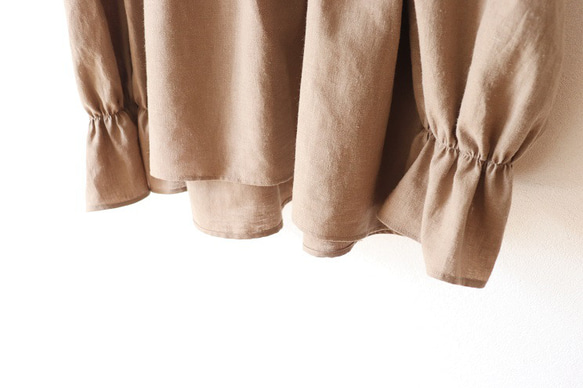 ハーフリネンのキャンディースリーブtops（モカベージュ） 3枚目の画像