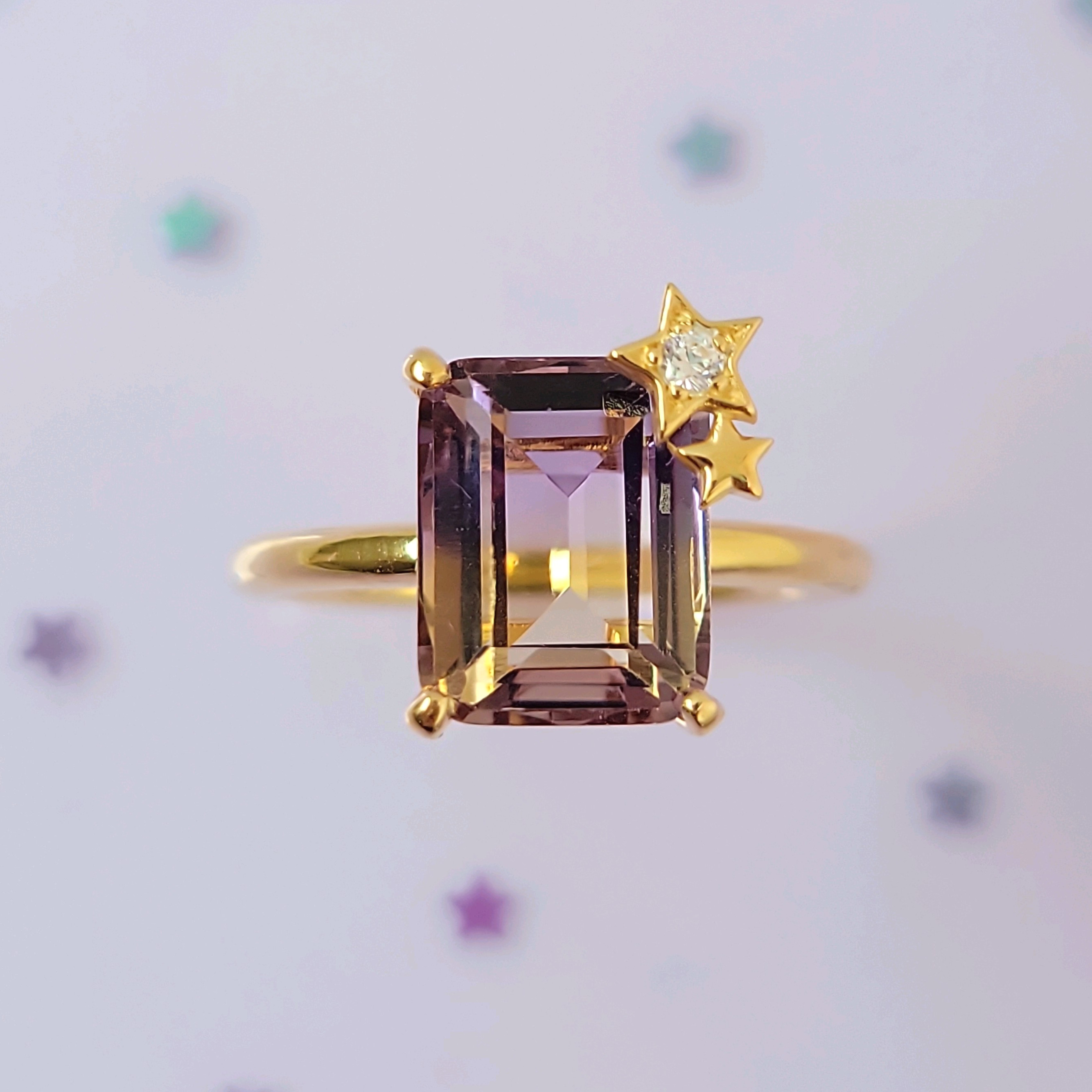 「天国の夕焼け」アメトリンと一番星のダイヤのリング【数量限定】