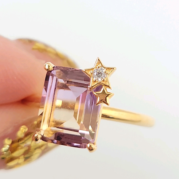 「天国の夕焼け」アメトリンと一番星のダイヤのリング【数量限定】 7枚目の画像