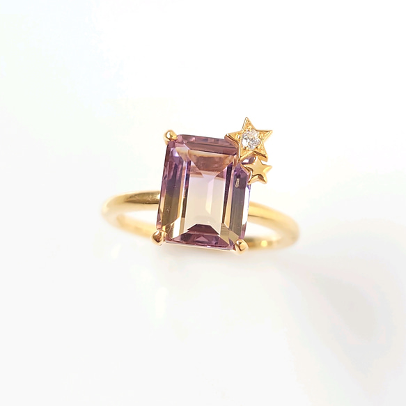 「天国の夕焼け」アメトリンと一番星のダイヤのリング【数量限定】 4枚目の画像