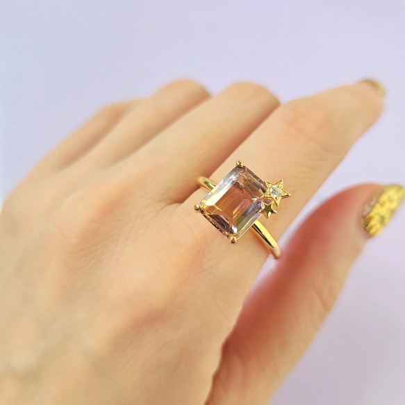 「天国の夕焼け」アメトリンと一番星のダイヤのリング【数量限定】 10枚目の画像