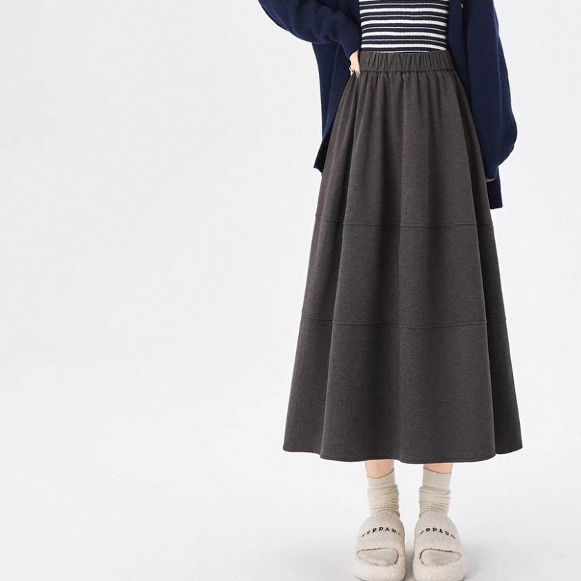 3色、大人カジュアルスカート、 ロングスカート、秋冬スカート、無地スカート、個性的、厚手、防寒対策、受注制作 5,400円