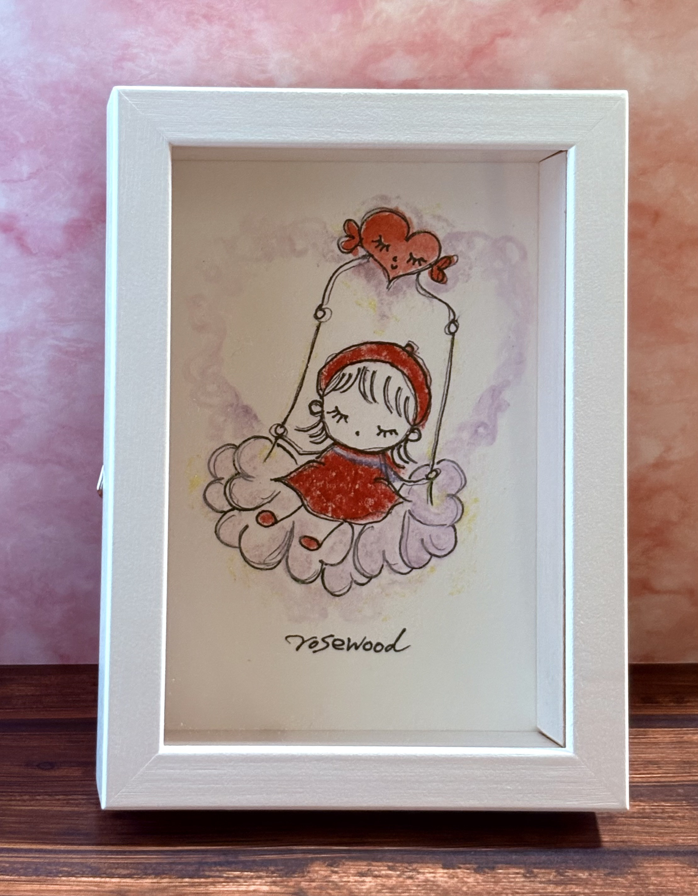 (原画)☁️雲のブランコ☁️〜幸せアップ✨アート〜(額付き)