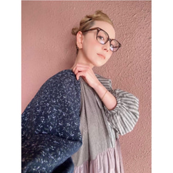 RATA❤️長さ選べる❣️大人のパッチワークワンピース❤️ゆったり身幅❤️フラワー×スモーキーストライプ×コーデュロイ 14枚目の画像