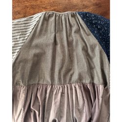 RATA❤️長さ選べる❣️大人のパッチワークワンピース❤️ゆったり身幅❤️フラワー×スモーキーストライプ×コーデュロイ 19枚目の画像