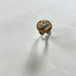 針がくっつく指輪型針刺し　チェコのガラスボタン「dogs」 11枚目の画像