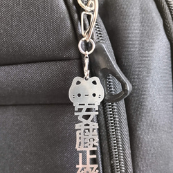 安藤正楽 水野広徳 反戦平和 切り文字ネームタグ 漢字形状透かし彫り銀色ステンレス製キーホルダー 動物シリーズ 猫 セミ 9枚目の画像