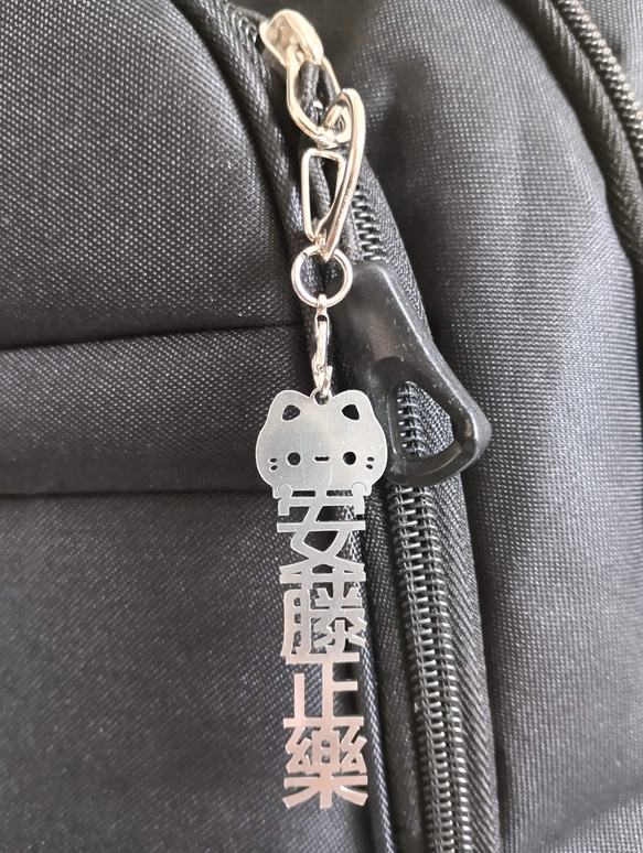 安藤正楽 水野広徳 反戦平和 切り文字ネームタグ 漢字形状透かし彫り銀色ステンレス製キーホルダー 動物シリーズ 猫 セミ 9枚目の画像