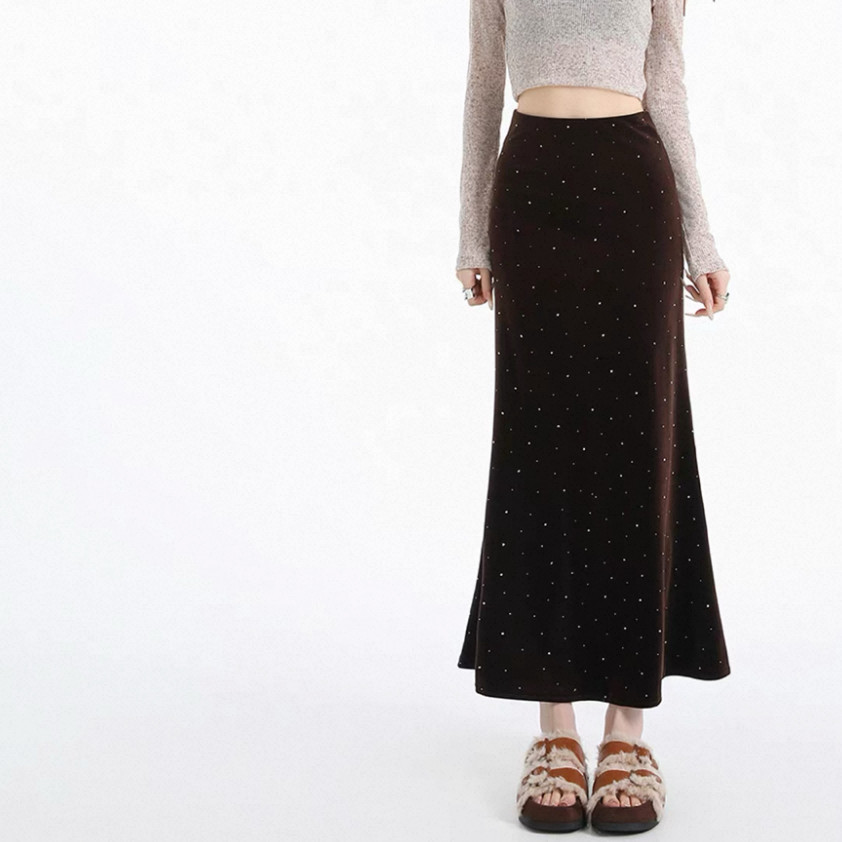 2色、秋冬スカート、無地スカート、大人カジュアルスカート、 ロングスカート、個性的、厚手、防寒対策、受注制作