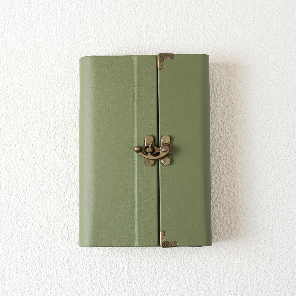 システム手帳 バイブルサイズ A7 A6 ヴィーガンレザーオリーブグリーン