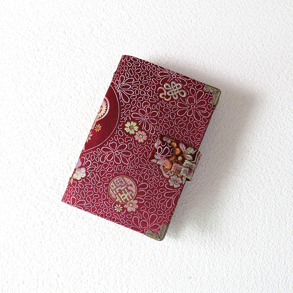 システム手帳 バイブルサイズ A7 A6 シルク生地ワインブラウン