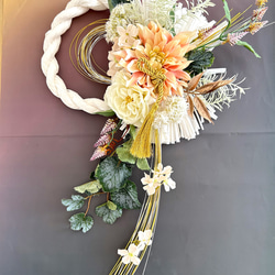 早割＊美麗ダリアと五重水引きで祝う新年のお正月しめ縄飾り*赤or