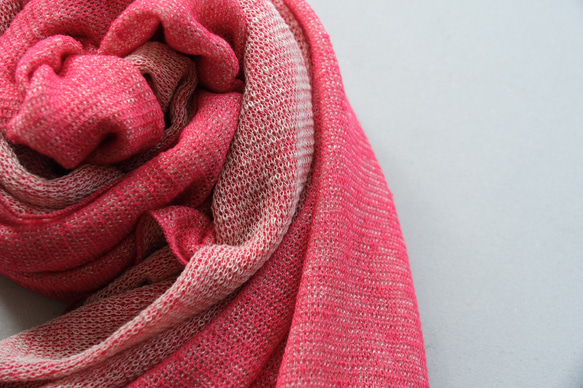 リネンニット　リバーシブルストール　オペラルージュ×サーブル 3枚目の画像