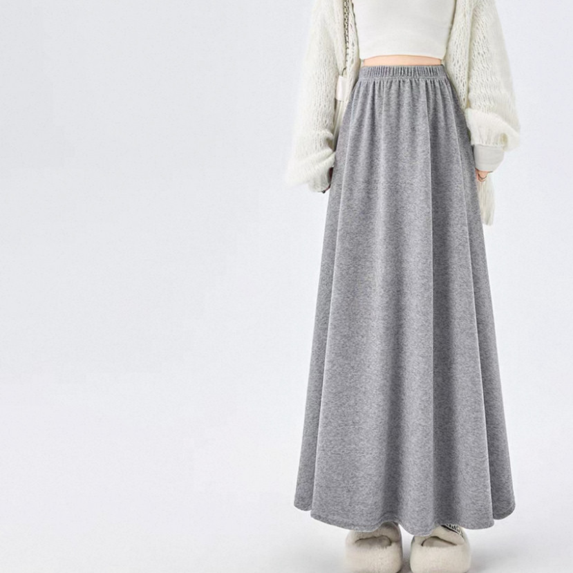 4色、秋冬スカート、無地スカート、大人カジュアルスカート、 ロングスカート、個性的、厚手、防寒対策、受注制作