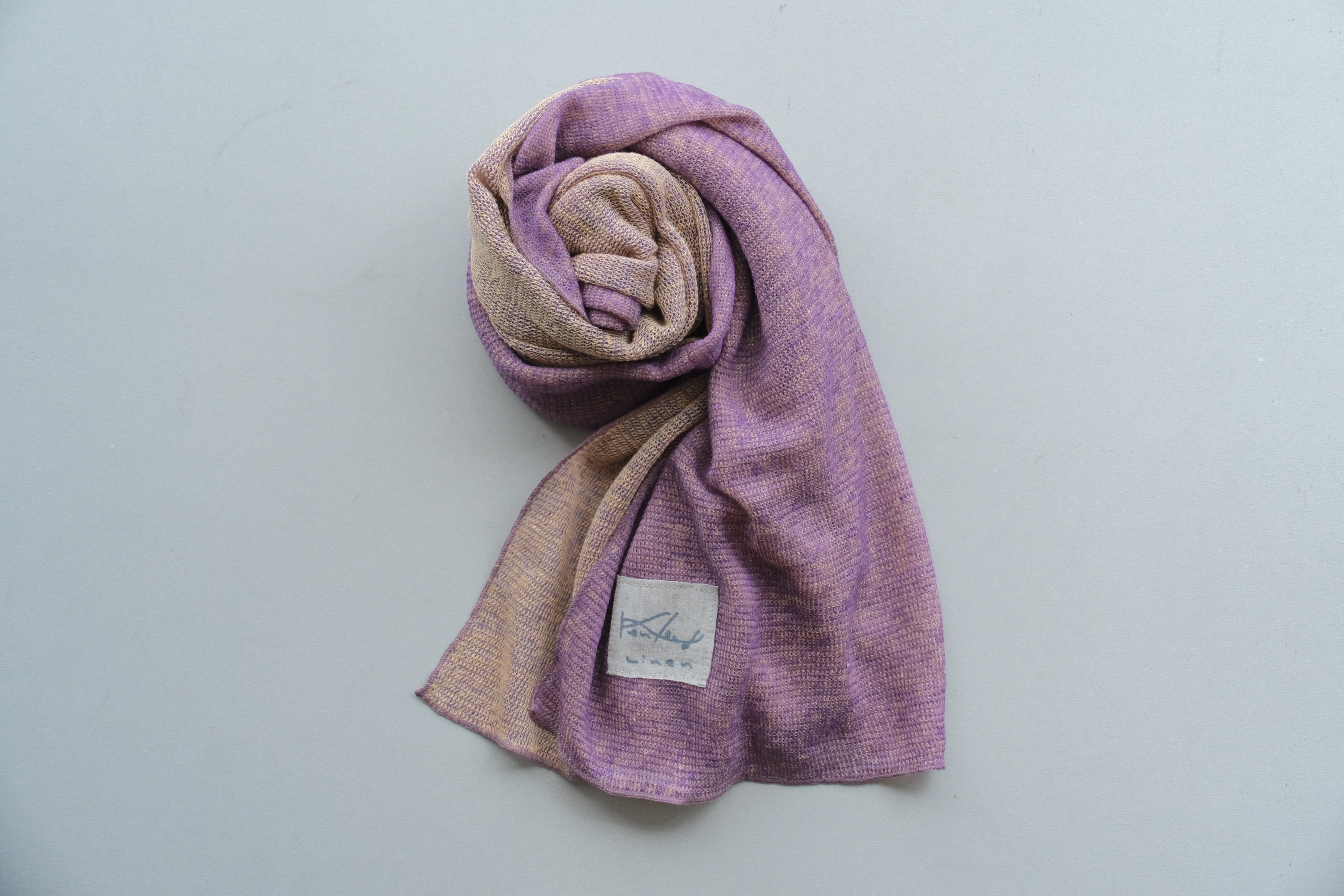 リネンニット　リバーシブルストール　パープル×コーテルピンク