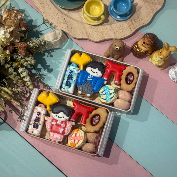 七五三のお祝いや内祝いに＊アイシングクッキー缶 2枚目の画像