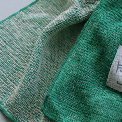 リネンニット　リバーシブルストール　グリーン×サーブル 2枚目の画像