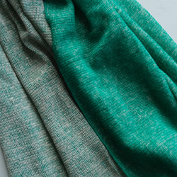 リネンニット　リバーシブルストール　グリーン×サーブル 5枚目の画像
