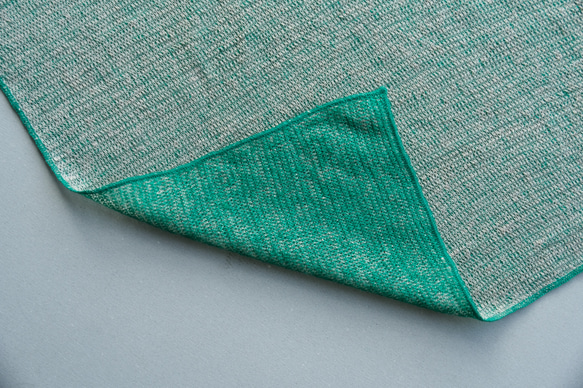 リネンニット　リバーシブルストール　グリーン×サーブル 6枚目の画像