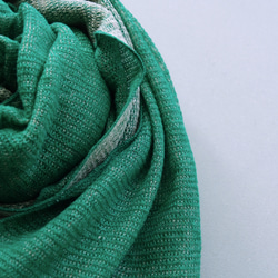 リネンニット　リバーシブルストール　グリーン×サーブル 3枚目の画像